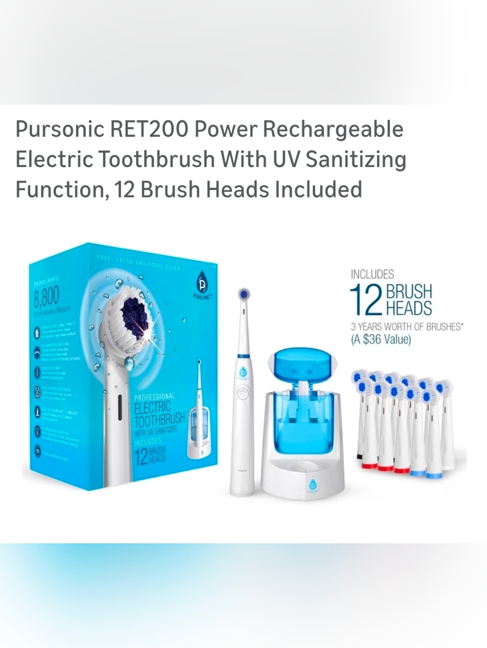 White & Blue Professional Electric Toothbrush with UV Sanitizer